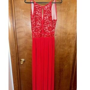 Night Way Collections Red Lace Maxi Dress